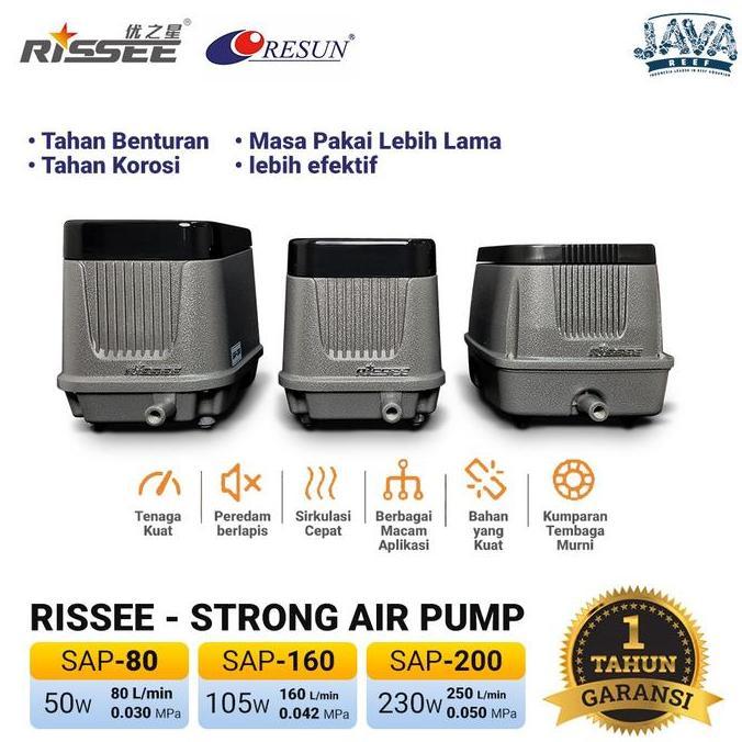 3sahajagroup   - air pump rissee aerator aquarium  aerator kolam ikan - very high pressure pompa uda