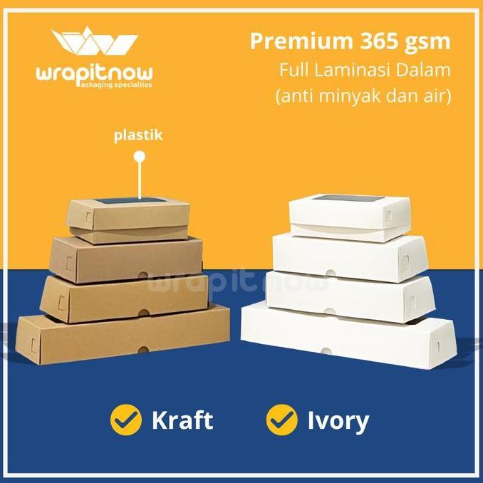 (20 Pcs) Dus 30x10x5 Kraft Brownies L Box Bronis Roti Bolen Bandeng Mochi Soes Kue Prol Tape Premium
