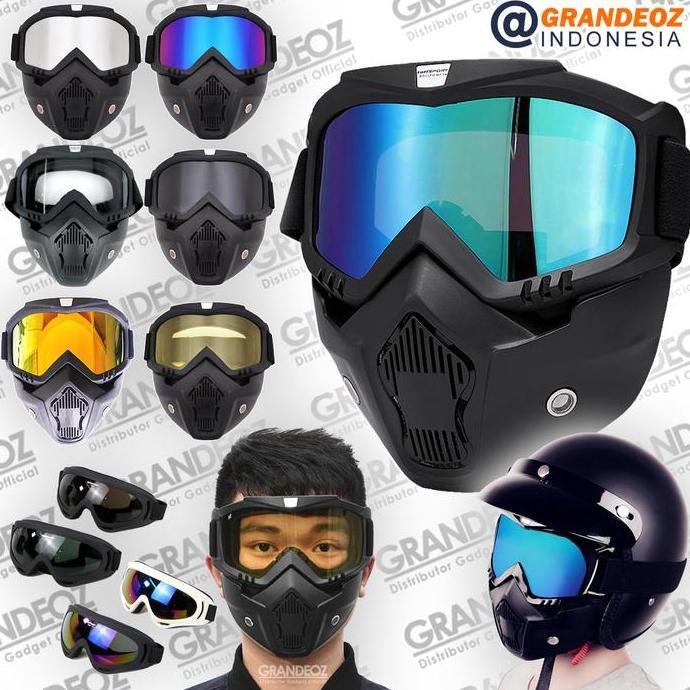 RANDA.SIKOLI - GOGGLES KACAMATA + MASKER GOGGLE MASK FULL FACE HELM TOPENG MOTOR GOGLE PAINTBALL KAC