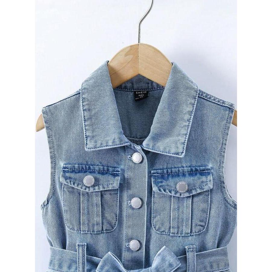 Clara Dress - Twisty Ruffle Dress Belt Jeans Anak Perempuan Usia 1-7 Tahun Setelan Denim One Piece T