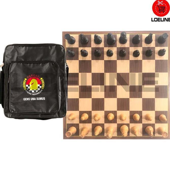 Promo Catur Kayu Sawo Magnet Lipat Standar Percasi Set Papan 50X50Cm, Buah Dan Tas Murah Berkualitas