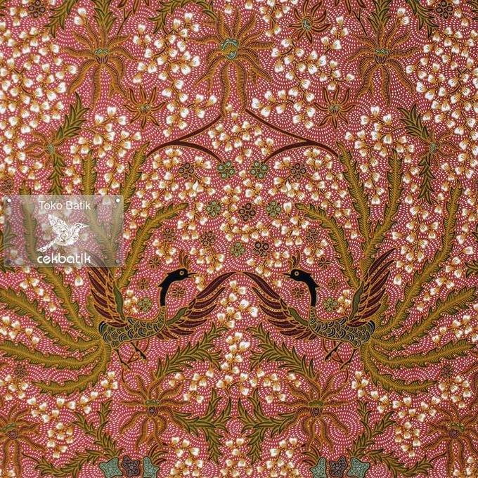 [] kain batik - Motif Burung Merak Bunga Unik (Pink Fanta Soft)