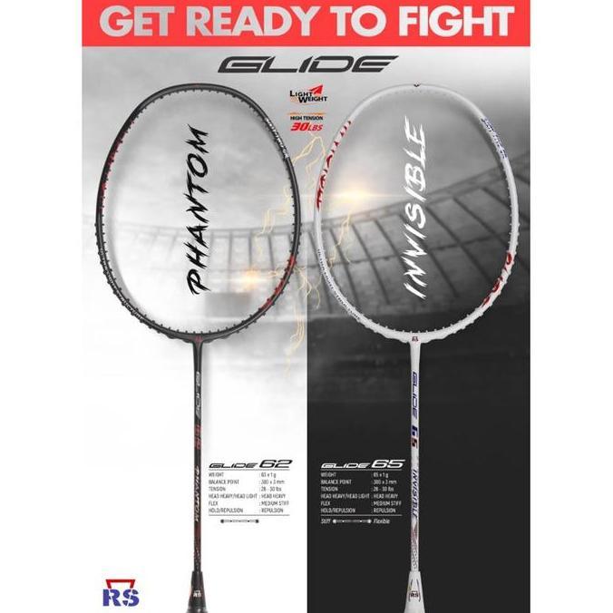 musli.store Raket Badminton RS GLIDE 62 65 PHANTON INVISIBLE 8U 7U Original Diskon