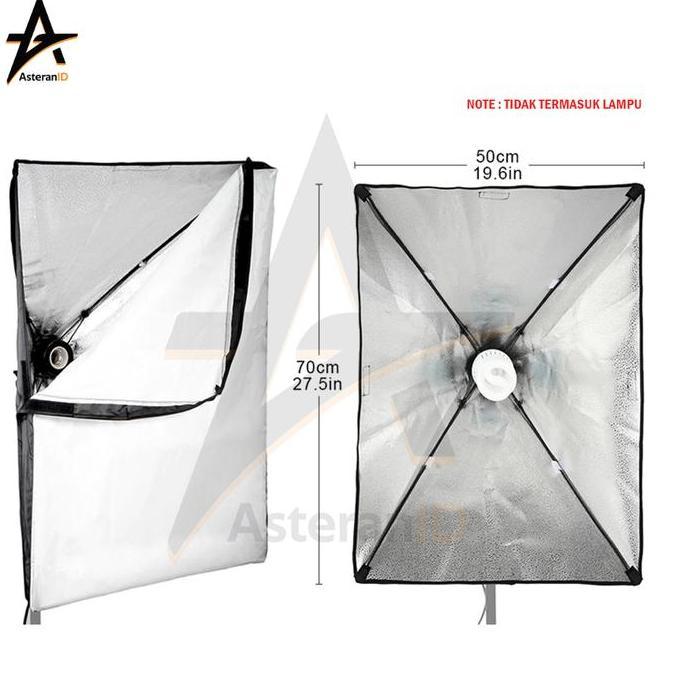 Softbox Lighting Softbox Single Socket + Tiang Stand Lamp Lampu - Silver