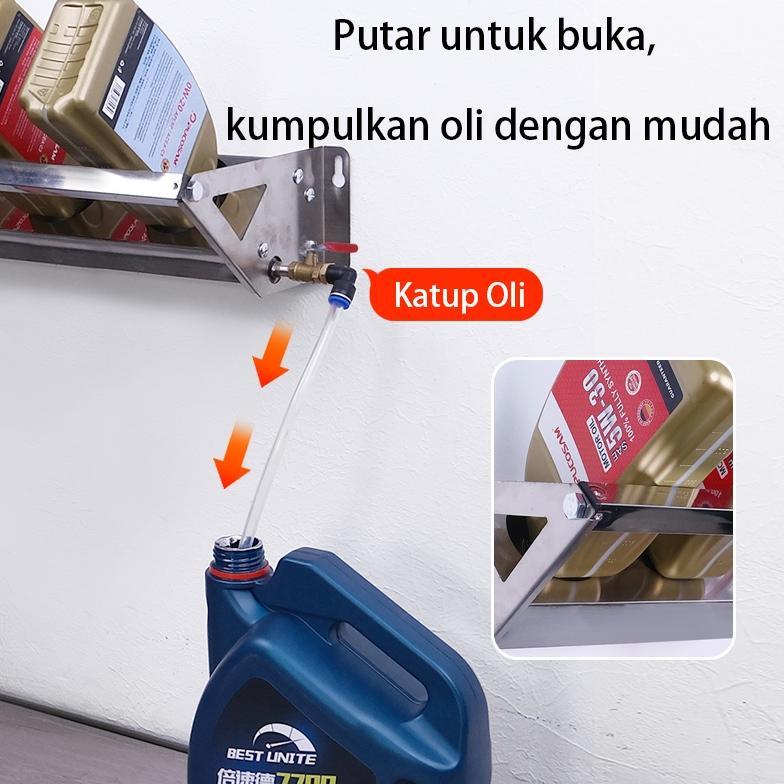 (Ram Lanc) Rak Botol Oli Dinding Bengkel Mobil Motor | Hemat Oli Sisa | Penampung Minyak dari Botol 