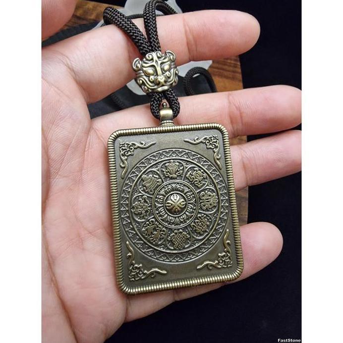 Kalung Liontin Lukisan Spray Paint Dewa KwanKong KwanTiKong Blessed Temple 51x41mm E2973