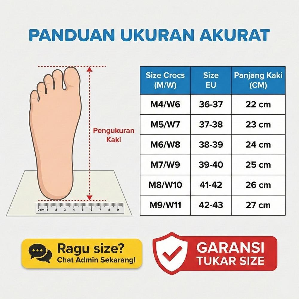 TERBARU Sandal Crocs Classic Unisex Clog 100% ORI - Sepatu Sandal Crocs Wanita Pria Empuk Anti-Slip 