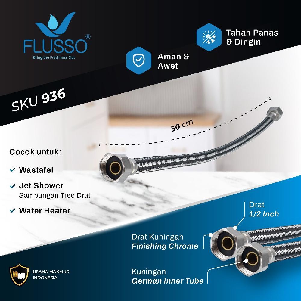 NEW DEALS FLUSSO Selang Anyam Black Air Panas Dingin Selang Water Heater Original