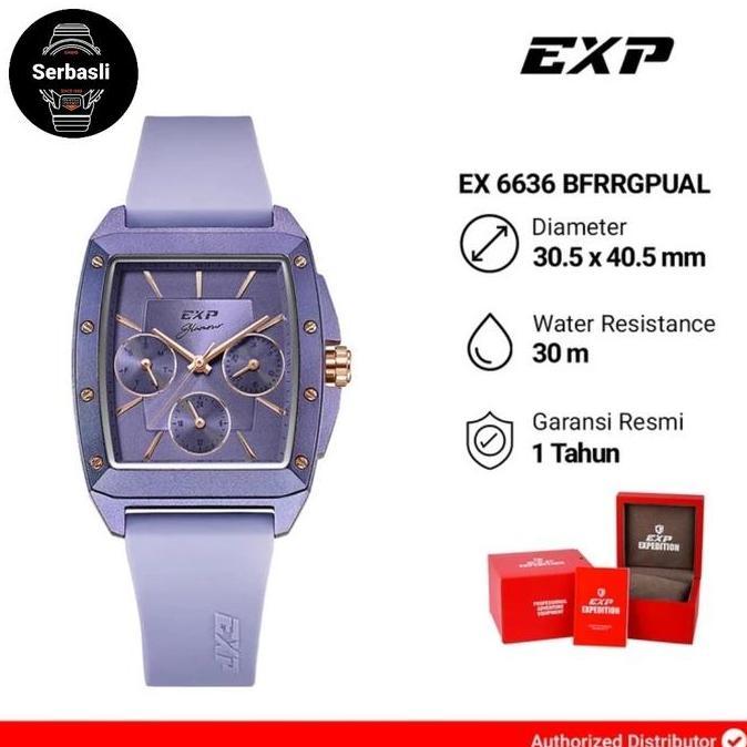 Jam Tangan Wanita Expedition Exp Chronograph EX 6636 BFRRGPUAL Purple Dial Purple Rubber Strap