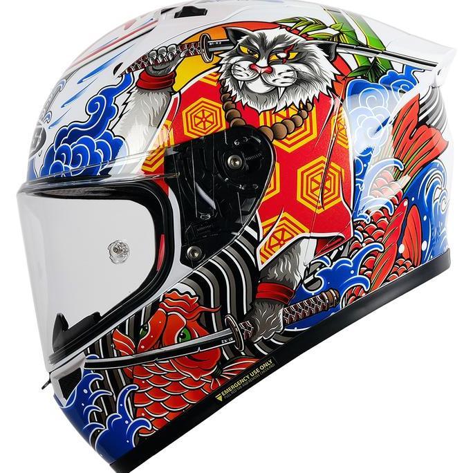 Promo Njs Zx-1R Fiberglass Bushido White Pearl -  (Free Pinlock) - Helm Fullface | Njs Zr | Njs Full