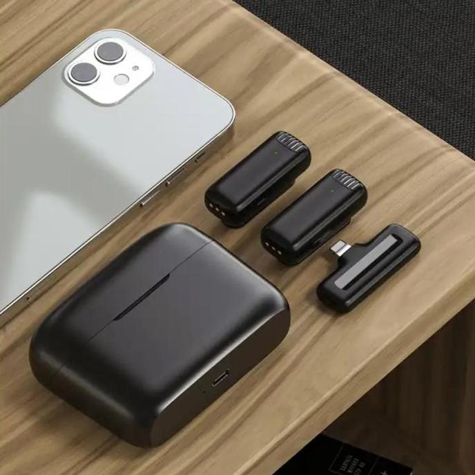 Bar.Roby - Quinton Microphone Wireless Lavalier 2 Mic Clip On Dengan Kotak Pengisian Daya Untuk Vlog