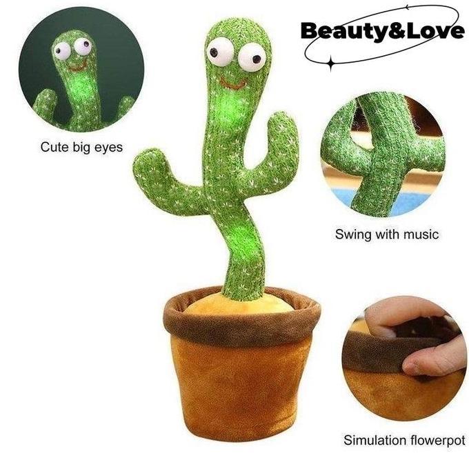 Toys- SniCactus Toy Boneka Pintar Kaktus Joget Dancing Cactus Toy Joget Joged Dancing Hadiah Kaktus 
