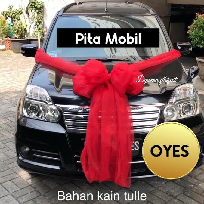 Pita mobil OYES serbaguna / bahan kain tulle / pita kado besar / custom / pita mobil pernikahan peng