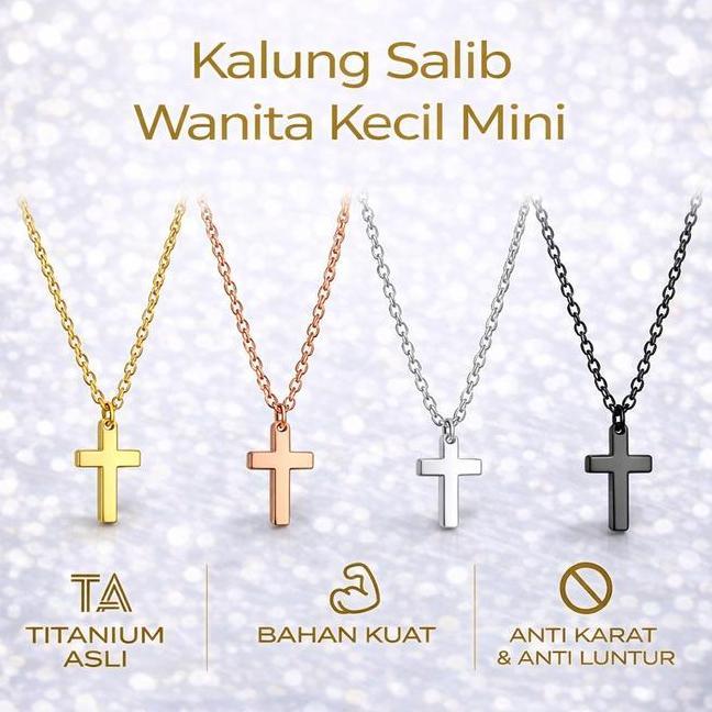 Kalung Salib Wanita Simple Kecil Minimalis Kalung Salib Titanium