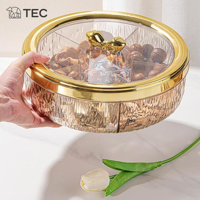 TECNIJI Toples Kue Permen Snack Aesthetic Toples Lebaran Rak Putar Kue Kering Toples Sekat Toples Me