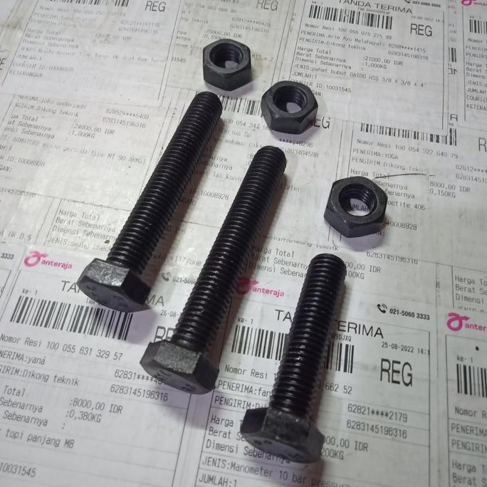 baut mur baja M14 x 90mm baja full drat