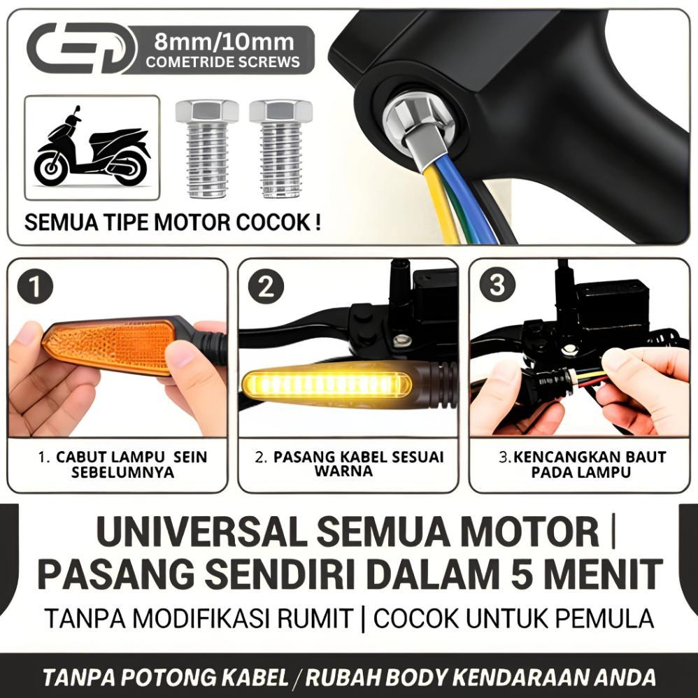 TERMURAH CED Lampu Sein ZXD-111 Motor LED - 12 Chip Kuning Terang, Universal 12V untuk Semua Motor