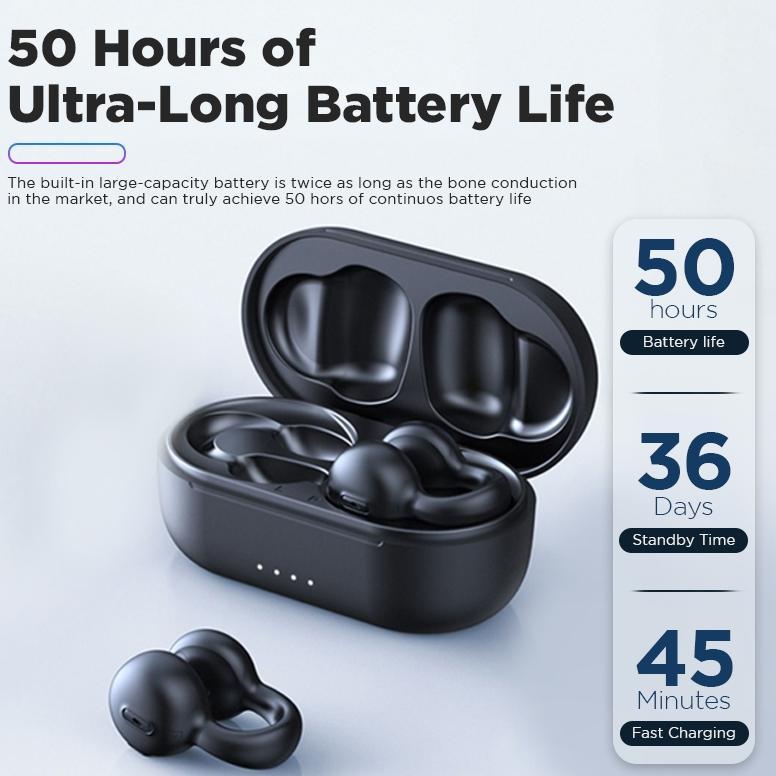 KINGLUCKY i20 TWS Open Ear Clip Bluetooth Bone Conduction Waterproof  TWS Jepit Earphone Headset Ant