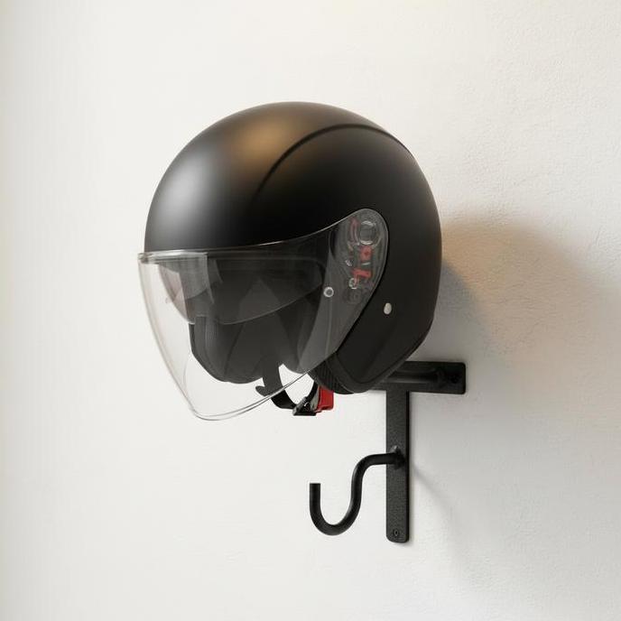 DHL GaHelm Gantungan Helm 2 in 1 Gantungan Besi Untuk Helm Jaket Jas Hujan Kuat Dan Kokoh