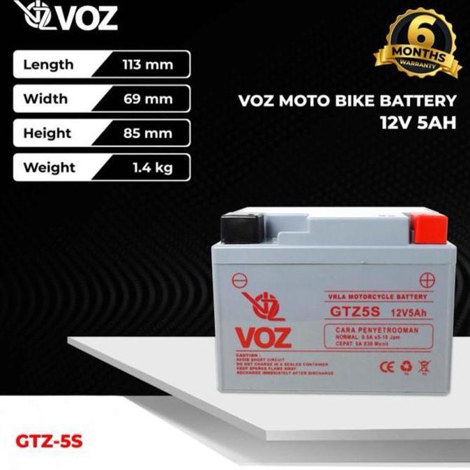 Aki  VOZ GTZ5S 12V 5AH Aki Motor voz 12v 5ah