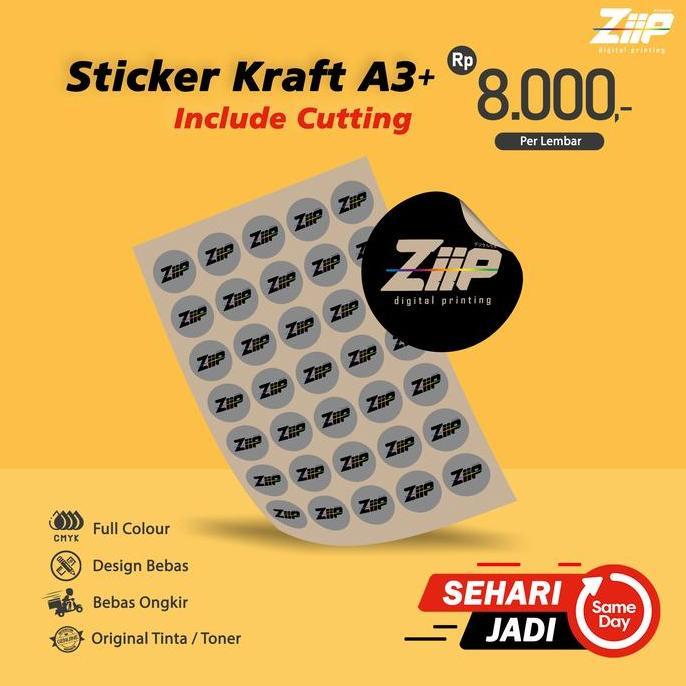 Cetak Sticker Label Kraft A3+ Include Cutting