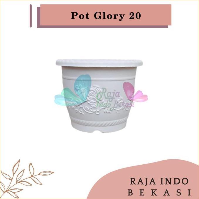Pot Glory 20 Cm PUTIH Motif Pot 20 Plastik 20cm Glory Vas Pot Plastik