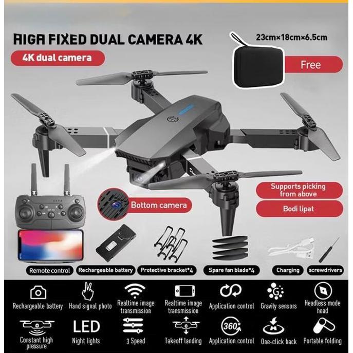 KOMARIJUILI - DRONE E88 PRO /E99 PRO DRONE ANTI TABRAK DRONE MINI DENGAN KAMERA HD DRONE SMART DRONE