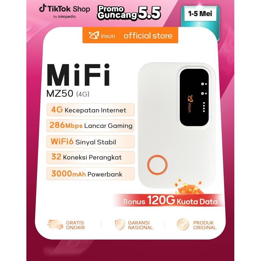Turismen90 - COD BONUS 120GB 12 BULAN S&K |  Xinxun MZ50 Mifi WiFi 6 4G LTE 286Mbps Modem Portable S