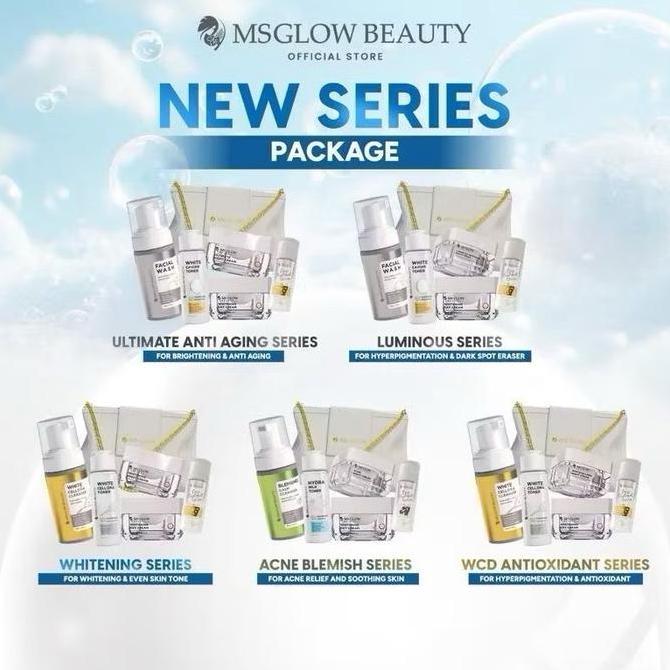 MS Glow - New Series With DTE Mini Lengkap Ori, Paket Perawatan Wajah Facial Cleanser Aging Muka Mem