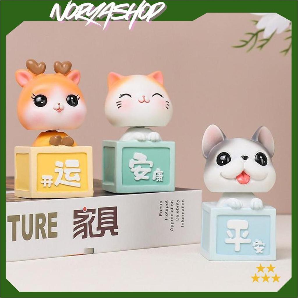 Bobble Head Kepala Goyang - Pajangan Dashboard Mobil Dekorasi Aksesoris Kucing Rusa Unicorn Anjing A