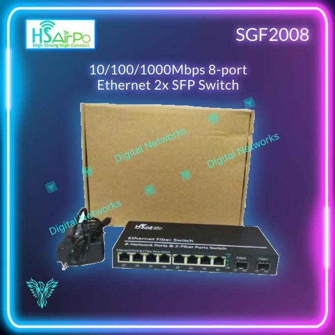 TERBARU - HSAIRPO SGF2008 Switch 8Port Gigabit with 2SFP HS airPo SGF2008 SG2008