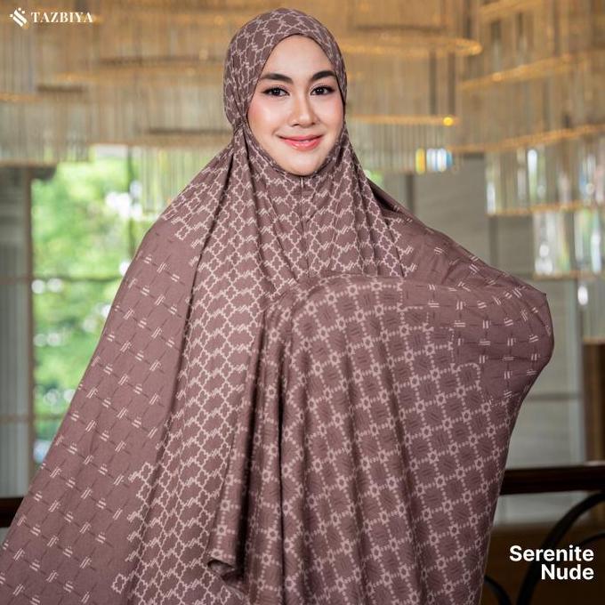 PR0M0 [Best Seller] Tazbiya Serenite Mukena Rayon Premium Dewasa Motif Monogram, Adem, Elegant, 2in1