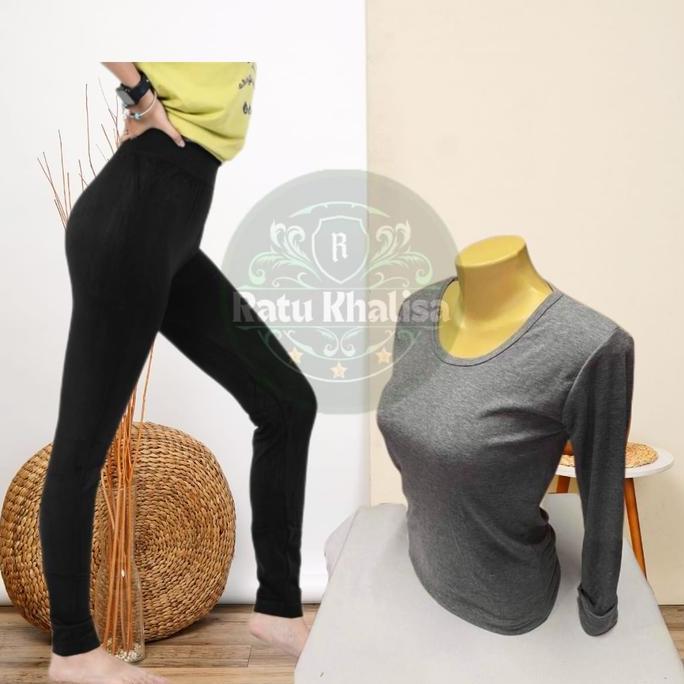 Mangset Wanita OB Lengan Panjang Kaos Polos Hitam & Putih Turtleneck - Kerja