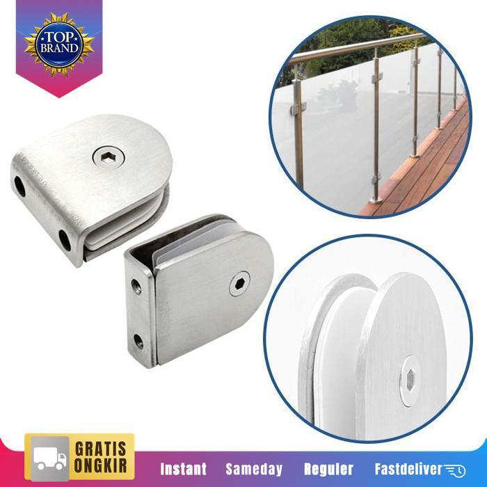 Penjepit Kaca Stainless Glass Clip Penjepit Kaca Dinding Penjepit Sudut Kaca Jepitan Kaca Stainless