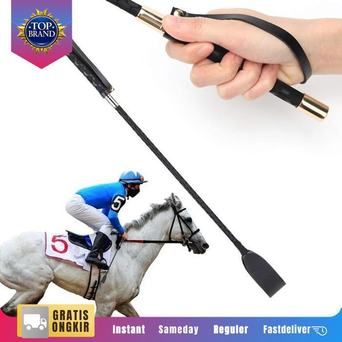 Pecut Kulit 60Cm Cambuk Berkuda Pu Leather Horse Whip Training Portable Pecut Kuda Tunggang Non Slip