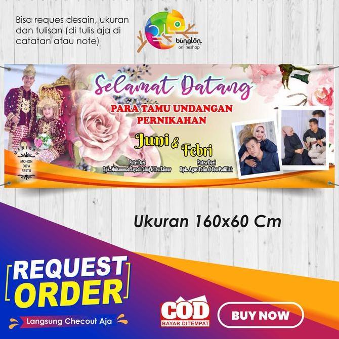 Spanduk Banner 160x60 Selamat Datang Wedding Custom Desain