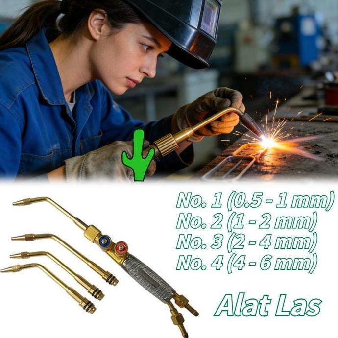 RGPOTZ Blander Las Karbit Type Gloor 4 Mata Welding Torch Stang Las Spesifikasi Lengkap Cocok Untuk 