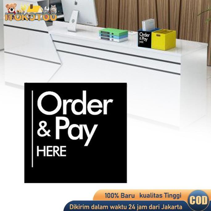 RGPOTZ Sign Board Akrilik Order And Pay Here Papan Tanda Order Pay Here