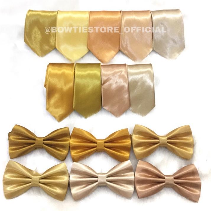 Dasi Panjang Polos Standart & Slim Gold Cream Champagne