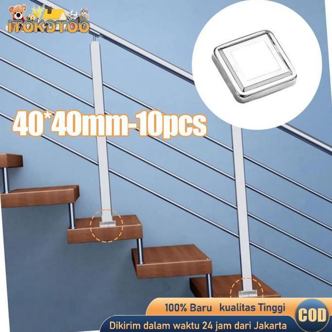 CABBALUS Ring Hollow Stainless 40x40 mm Tapak Hollow Aksesoris Pagar 10pcs Ring Hollo Kotak
