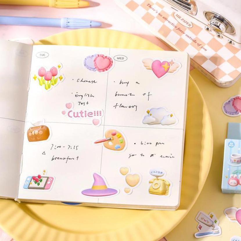 Stiker Motif Kartun Korea Sticker Hewan Bunga Kue Lucu Dekorasi Diary Jurnal Scrapbook 50Pcs