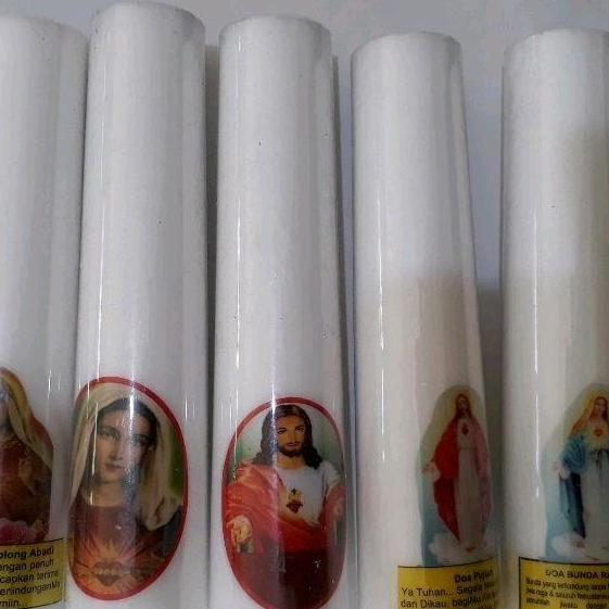 Lilin Doa Gambar Rohani Yesus / Maria 20 cm
