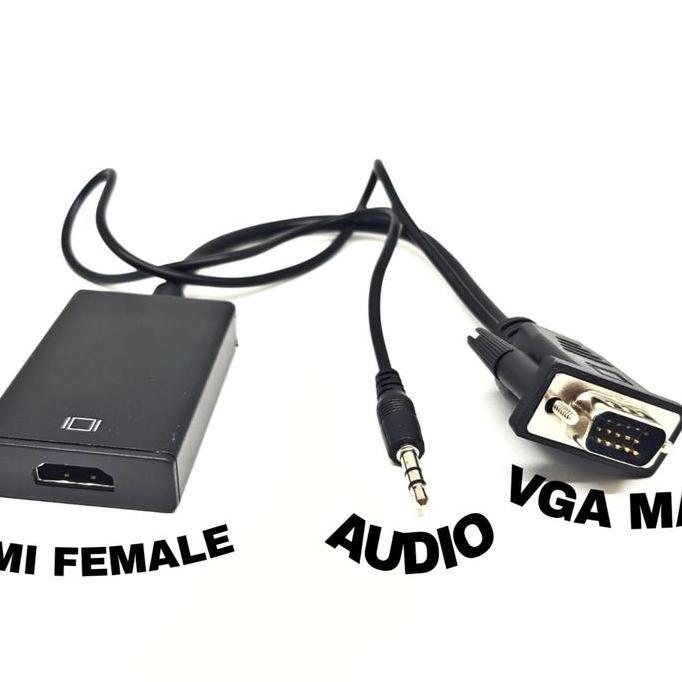 azparadays - sku-1035 converter kabel vga male to hdmi female audio / vga to hdmi hdtv pc vga ke tv 