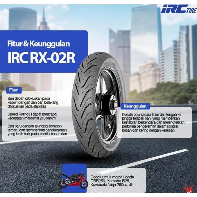 SNI BAN IRC 140/70-17 MBR110, RX02, GP211, RX01R BAN MOTOR TUBELESS CBR 250, NINJA 250, MT15, MT25, 