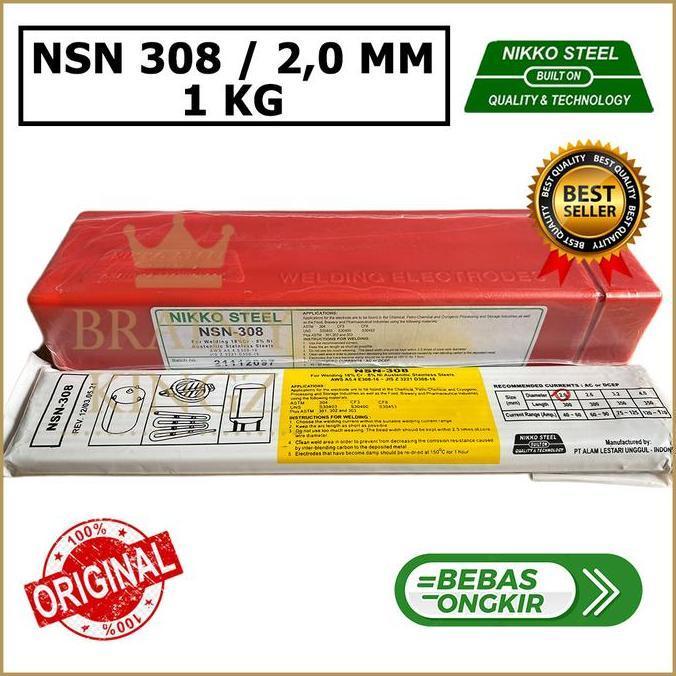 Kawat Las Stainless Nikko Steel NSN308 ukuran 2mm NSN 308 2,0mm E308