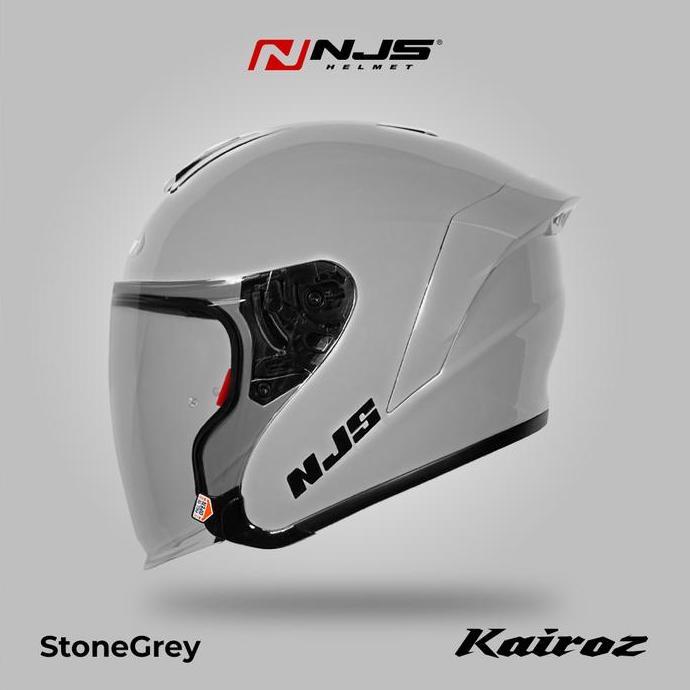 NJS KAIROZ STONE GREY Gloss/doff - Helm Half Face | Kairoz | Kairoz V1 |  Kairoz Polos | Kairoz ORI 