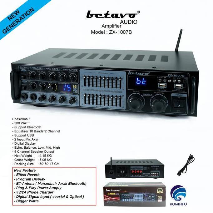 Nagaswara.Id - Amplifier Betavo Zx 1007B 2Nd Generations | 300 Watt | 4 Output | Amplifier Karaoke