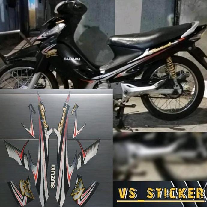 STRIPING STICKER LIST STANDART MOTOR SMASH R 110 NEW 2008 MERAH HITAM BIRU PUTIH Motorcycle