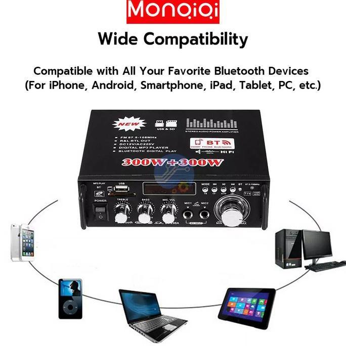 Nagaswara.Id - Monqiqi Amplifier Bluetooth Karaoke Home Theater Mp3 Player Fm Radio Hi Power 600W Bu
