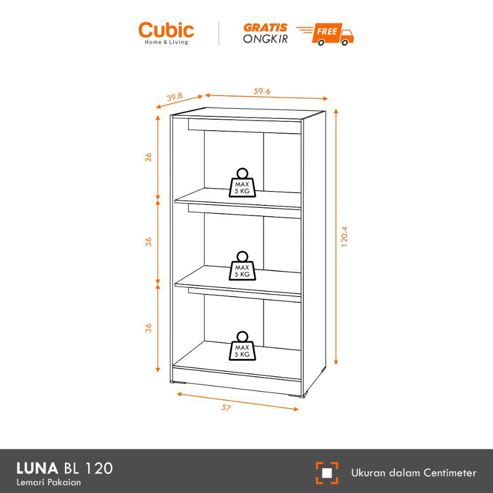 original cubic lemari kecil minimalis / almari pakaian 2 pintu / luna bl 120